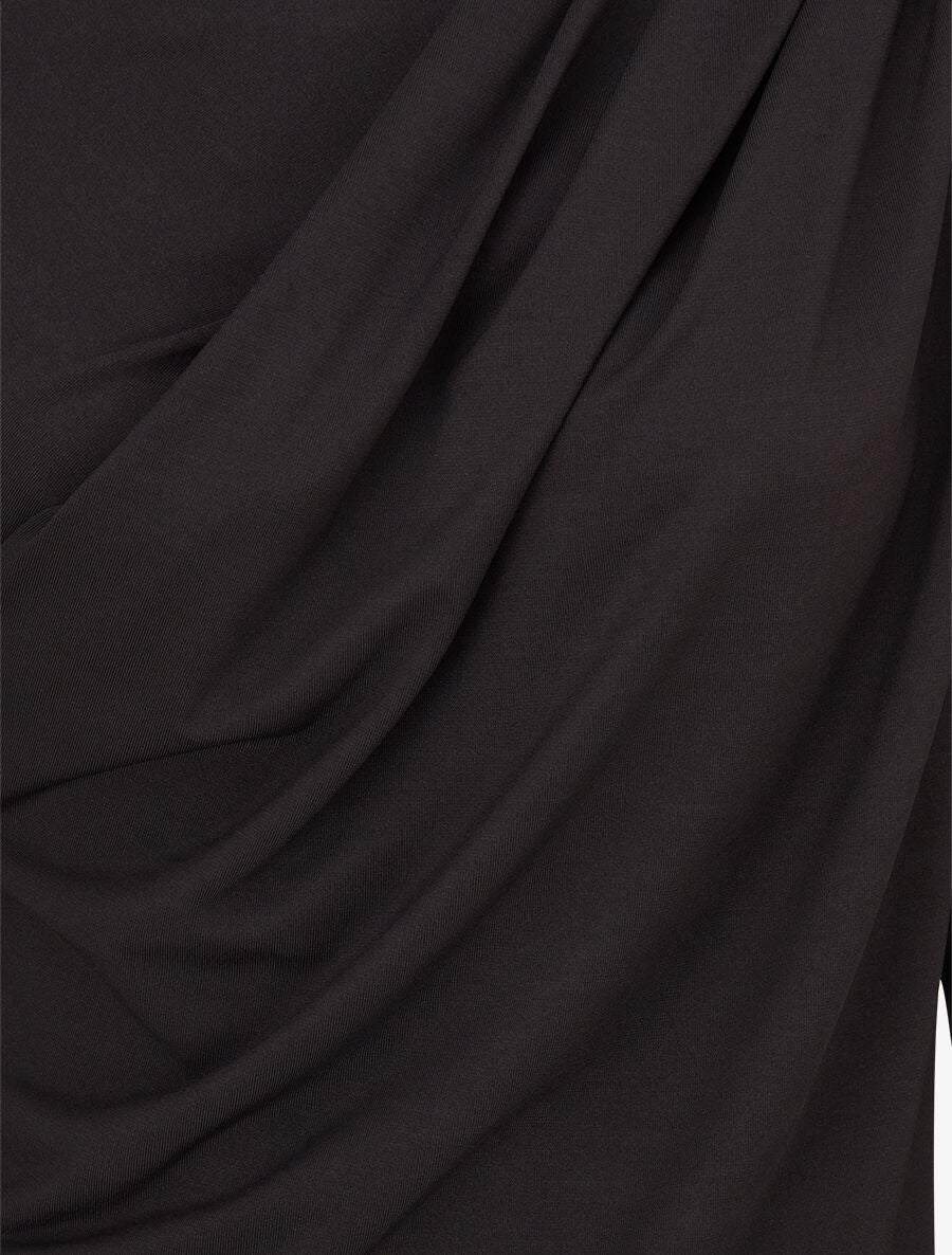 Top met geplooide asymmetrische kraag - zwart - Image 3