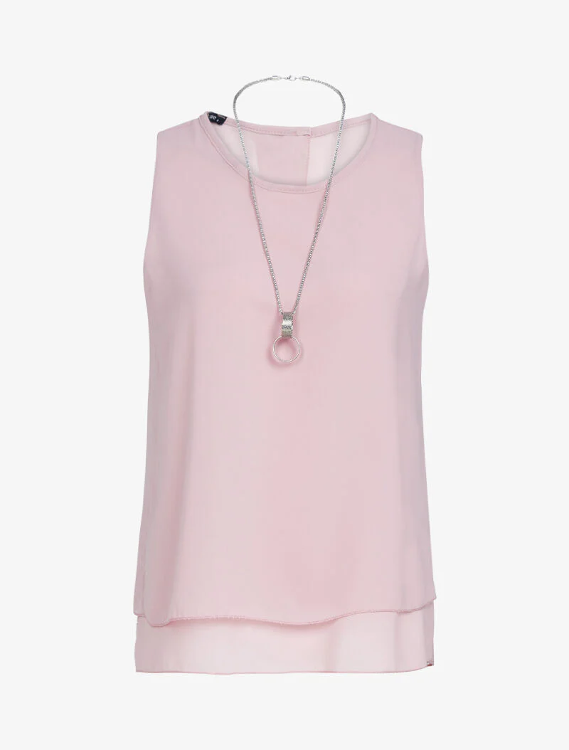 Gespleten rug top met kant - roze - Image 3