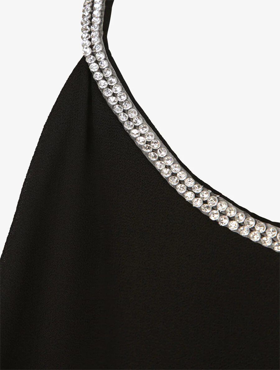 Top met glinsterende steentjes - Zwart - Image 3