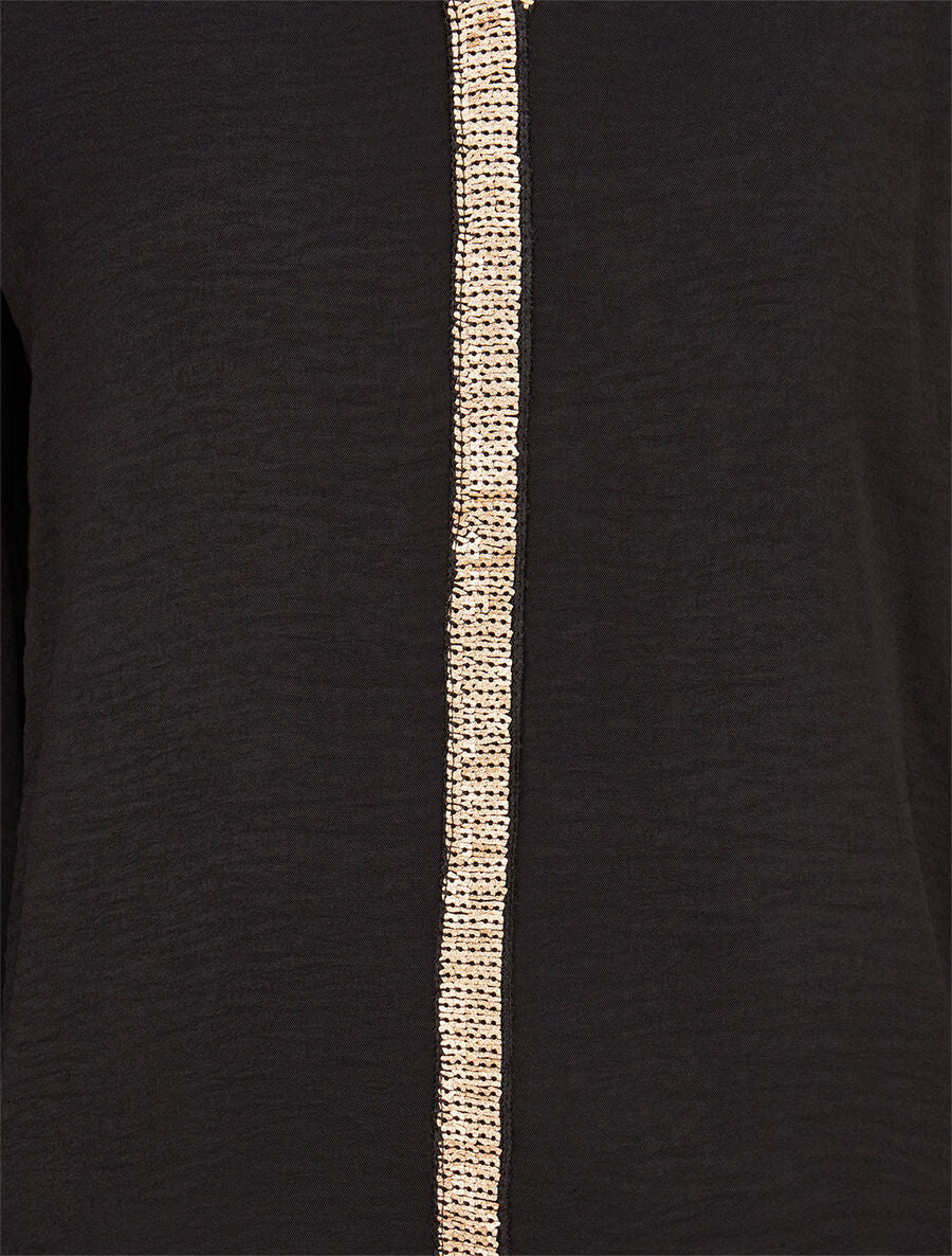Top met gouden biezen - zwart - Image 3