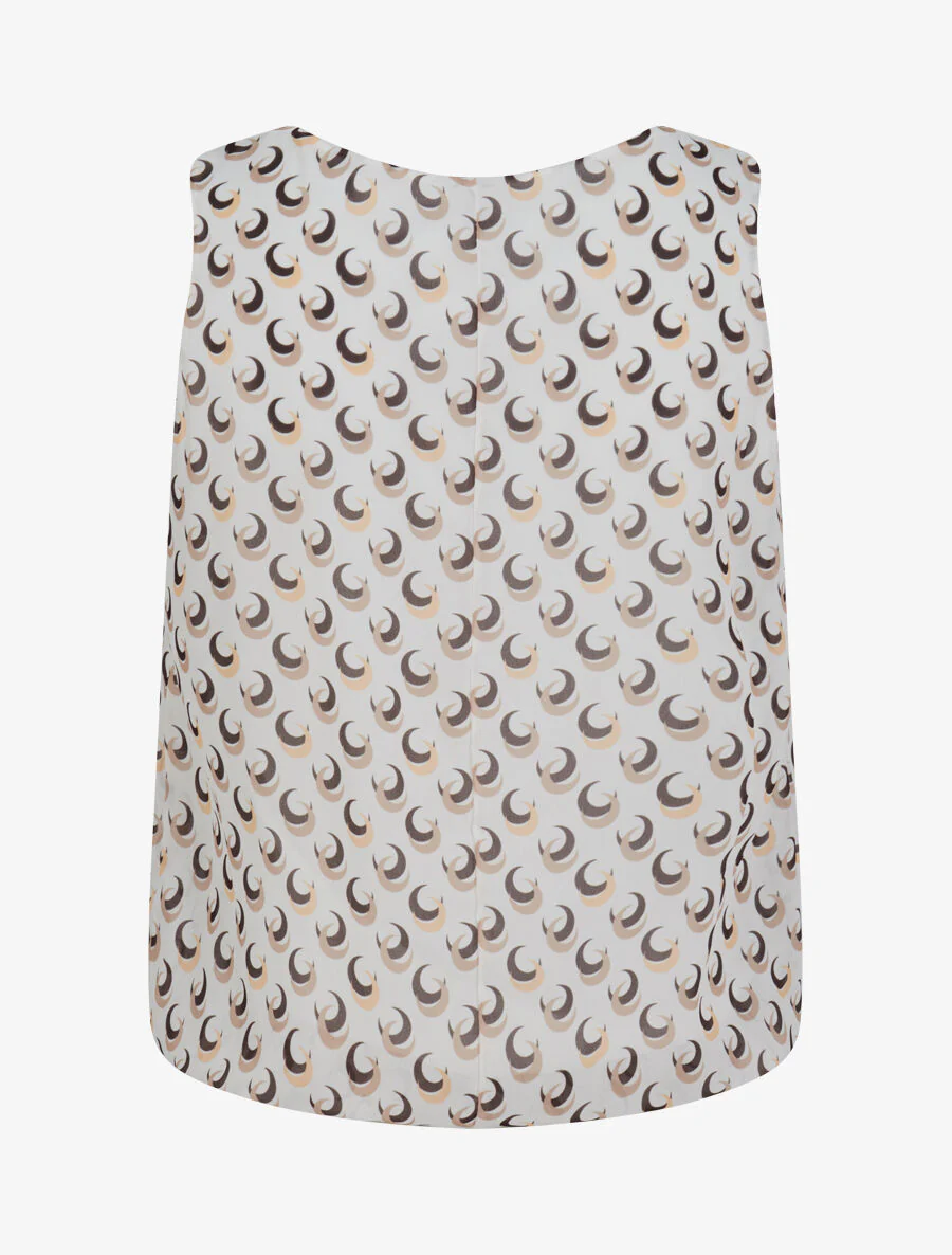 Top met halve maanprint zonder mouwen - Wit - Image 2