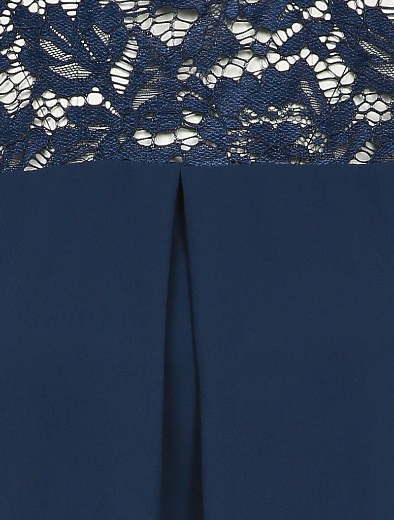 Top met kanten inzetstuk - Marineblauw - Image 3