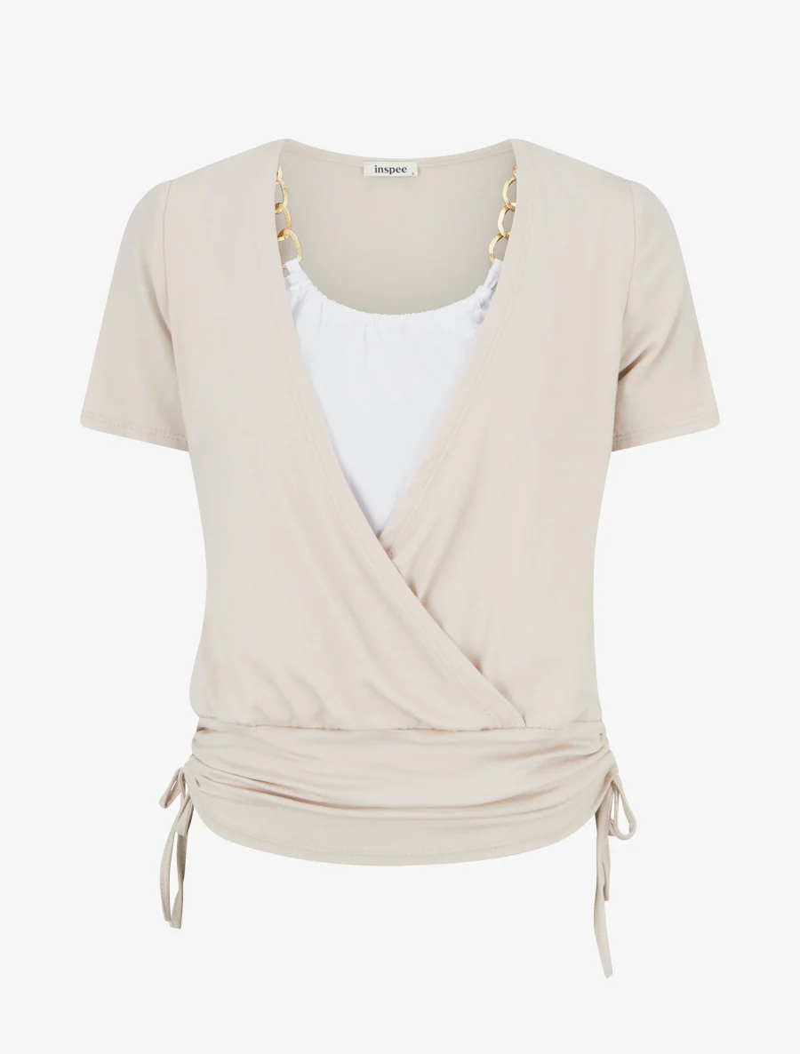 Top met kettinglaagjes-effect - Beige