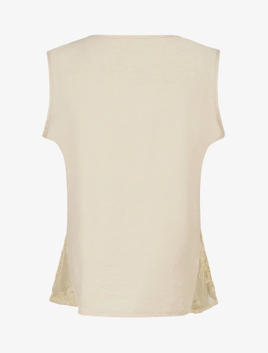 Top met koordachtige details en opengewerkte borduursels. - Beige - Image 2