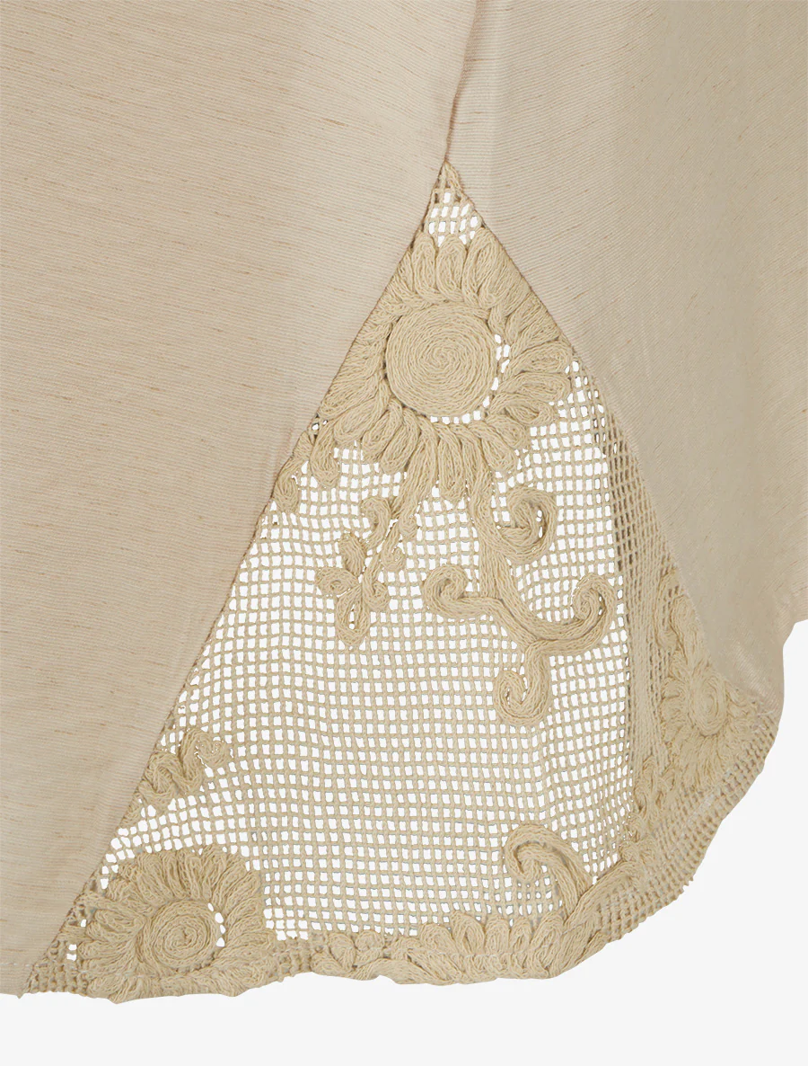 Top met koordachtige details en opengewerkte borduursels. - Beige - Image 3
