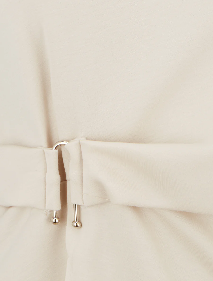 Top met korte mouwen en gesp - Beige - Image 3