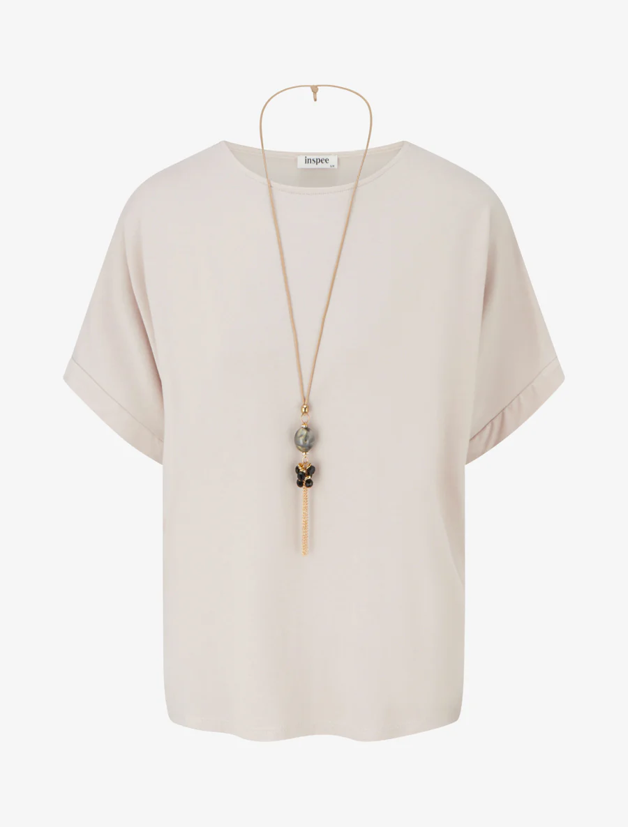Top met korte mouwen - Beige