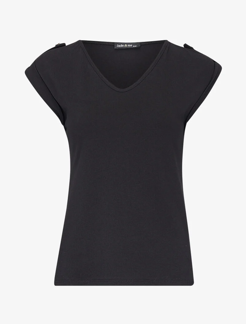 Top met mouwloze revers - zwart