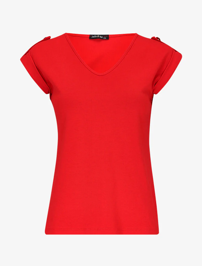 Top met mouwloze revers - rood