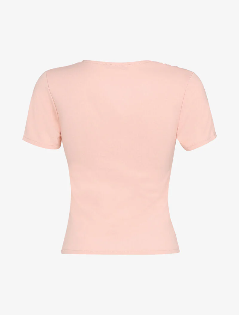 Top met opengewerkte schouders en knoopsluiting - roze - Image 2