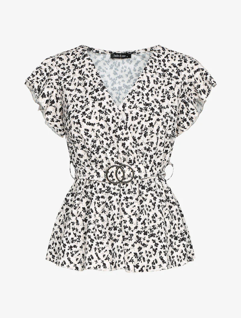 Top met peplum en prints - beige - Image 2