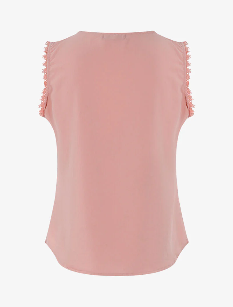 Top met geplooide details en haakwerk - roze - Image 2