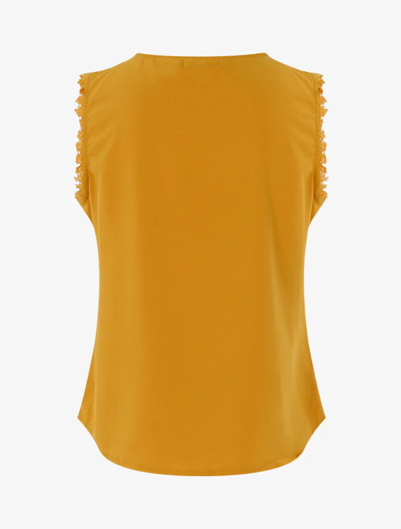 Top met geplooide details en haakwerk - geel - Image 2