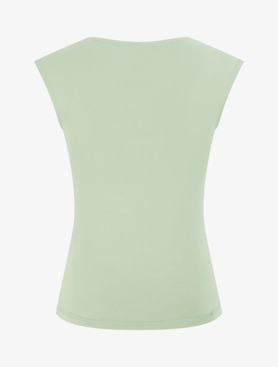 Top met ronde hals en sieraccent. - Amandelgroen - Image 2