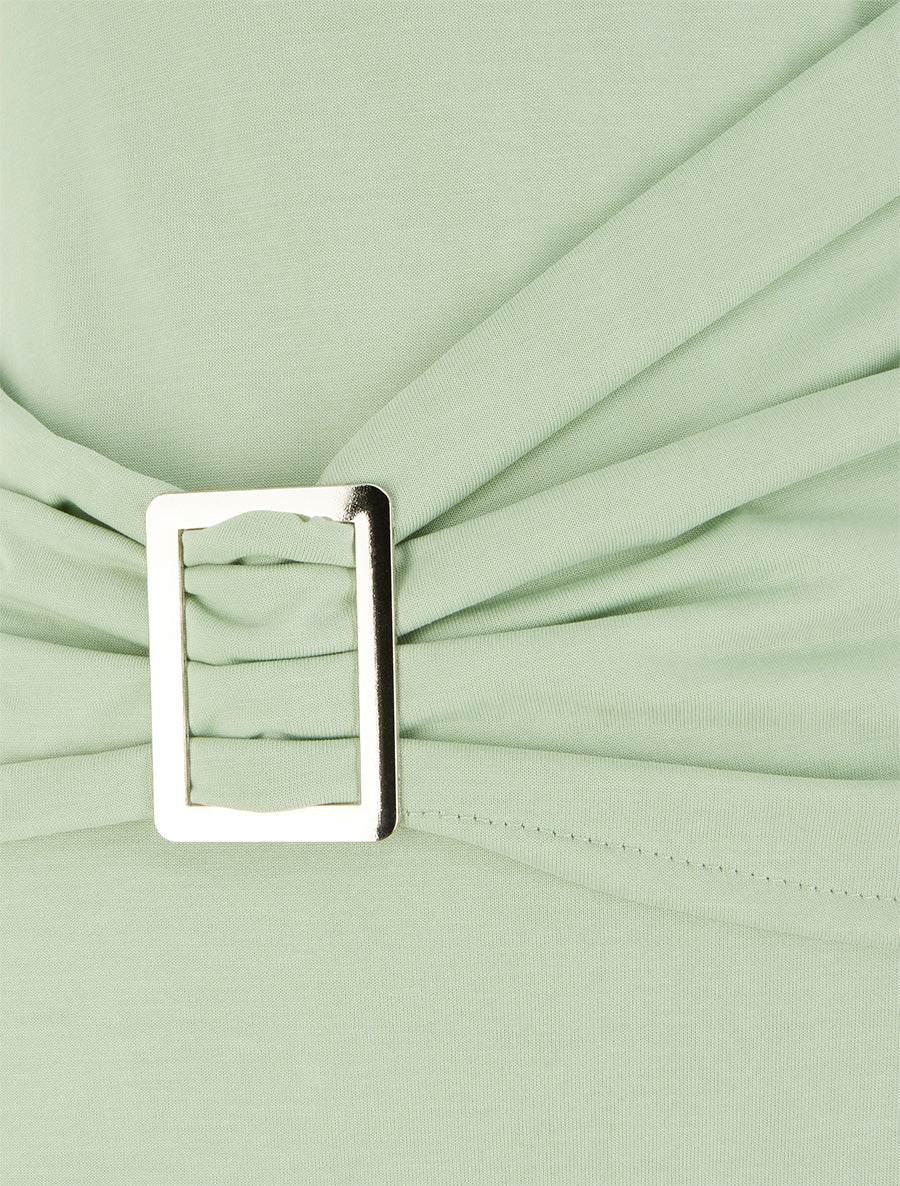 Top met ronde hals en sieraccent. - Amandelgroen - Image 3
