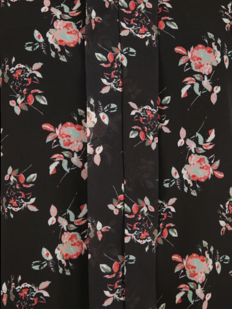 Top met rozenprint zonder mouwen - Zwart - Image 3