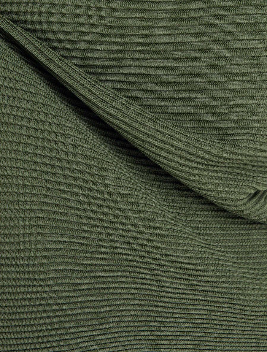 Top met textuur en ronde hals - Kaki - Image 3