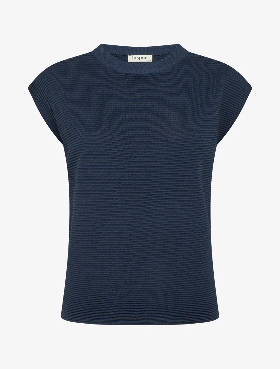 Top met textuur en ronde hals - Marine