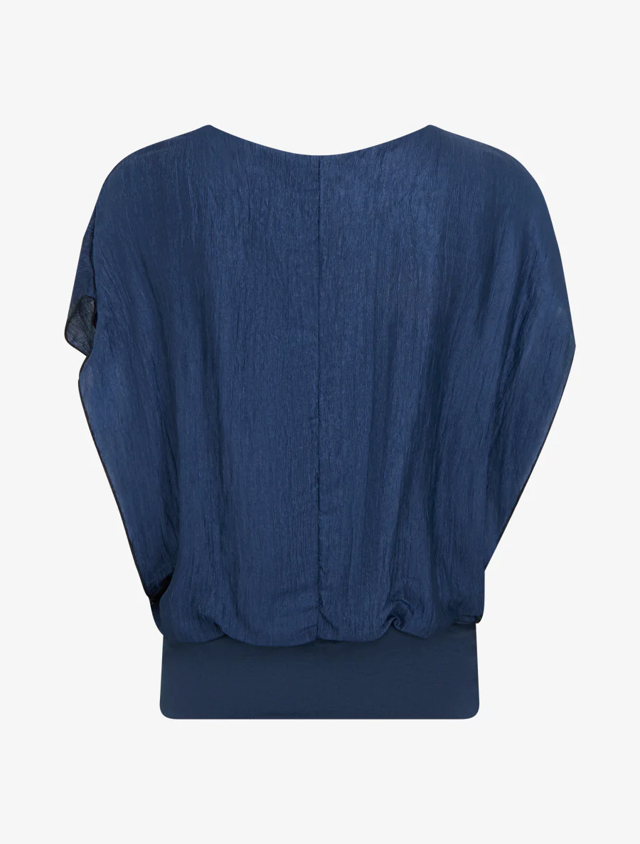 Top met textuurstof - Donkerblauw - Image 2