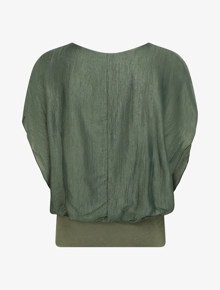 Top met textuurstof - Kaki - Image 2