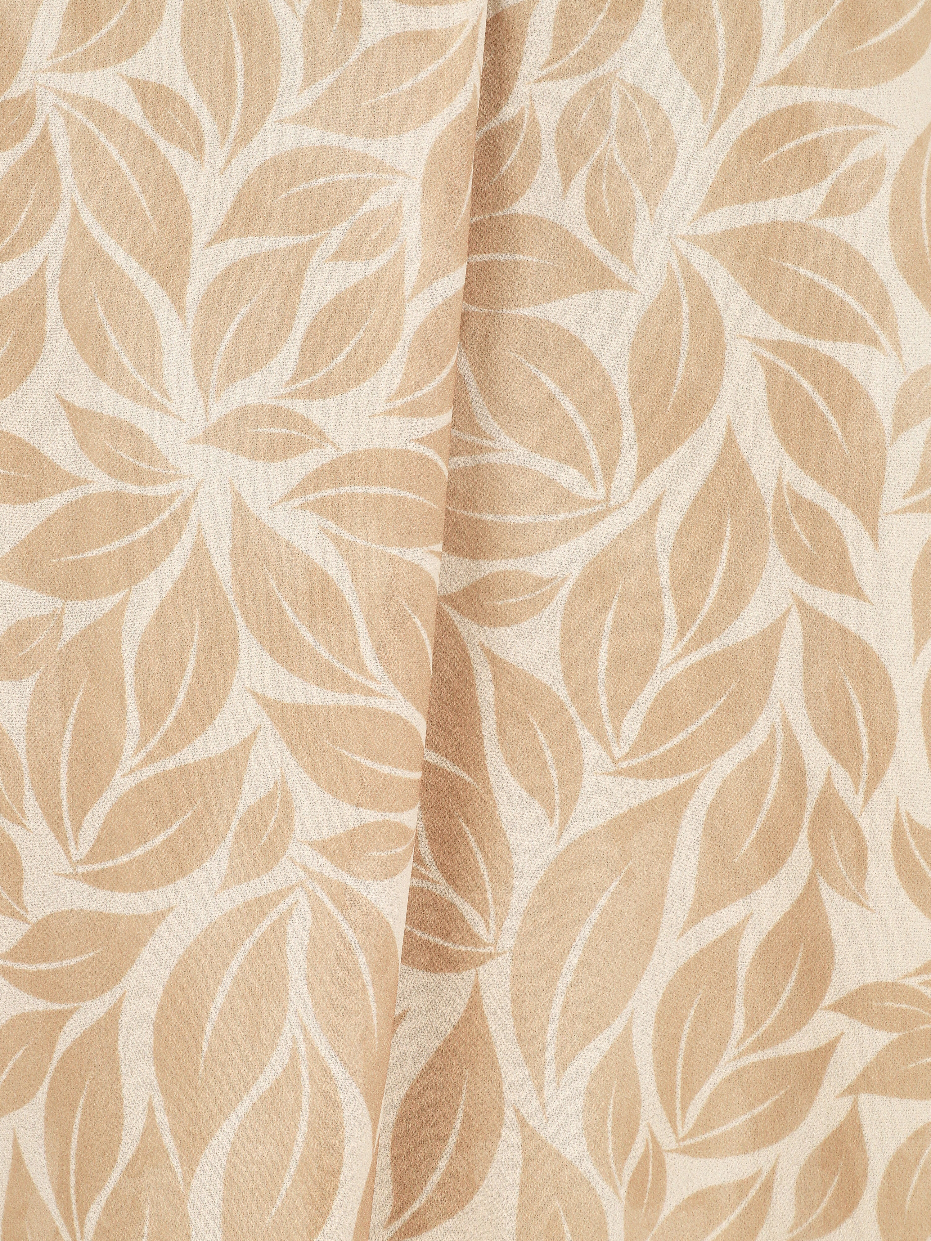 Top met V-hals en bladerenprint - Beige - Image 3