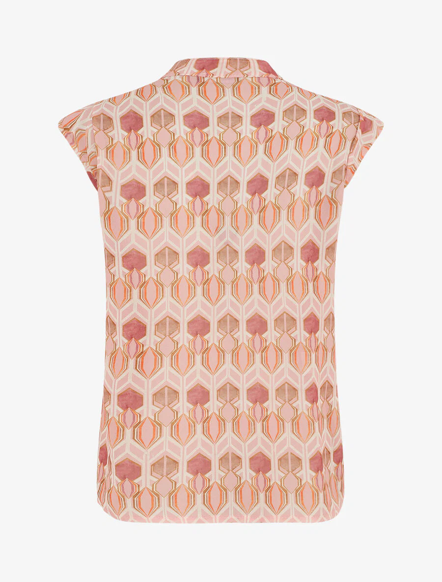 Top met V-hals en grafische print - Roze - Image 2