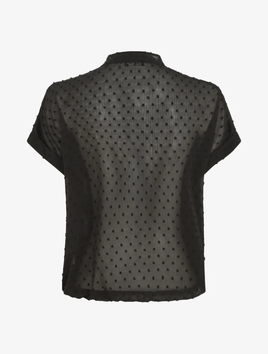 Top met V-hals en korte mouwen - Zwart - Image 2