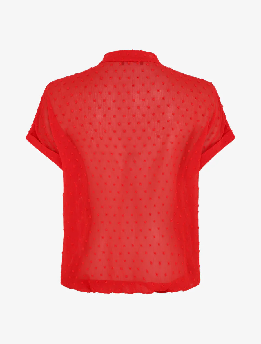 Top met V-hals en korte mouwen - Rood - Image 2