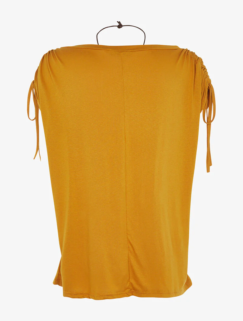 Top met verstelbare mouwen en ketting - mosterdgeel - Image 2