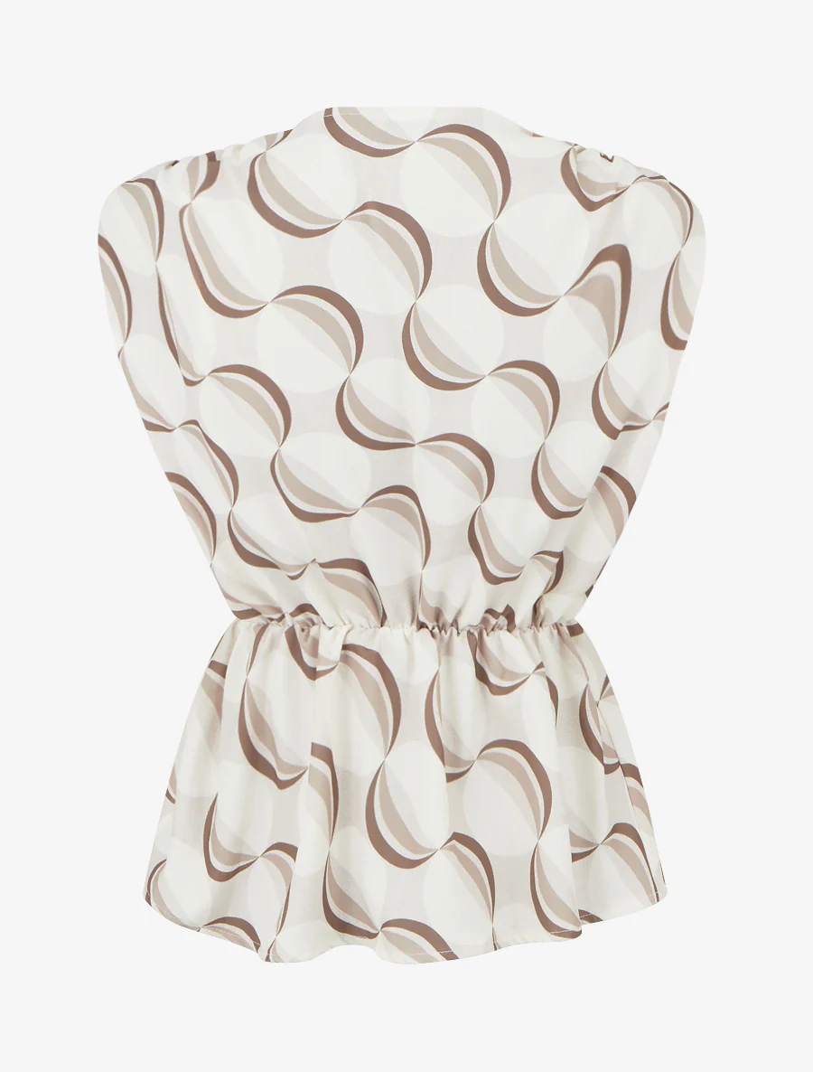 Top met vloeiende, gestileerde korte mouwen - Beige - Image 2