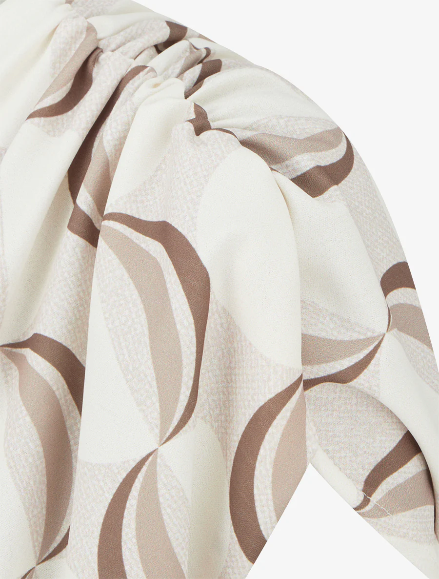 Top met vloeiende, gestileerde korte mouwen - Beige - Image 3