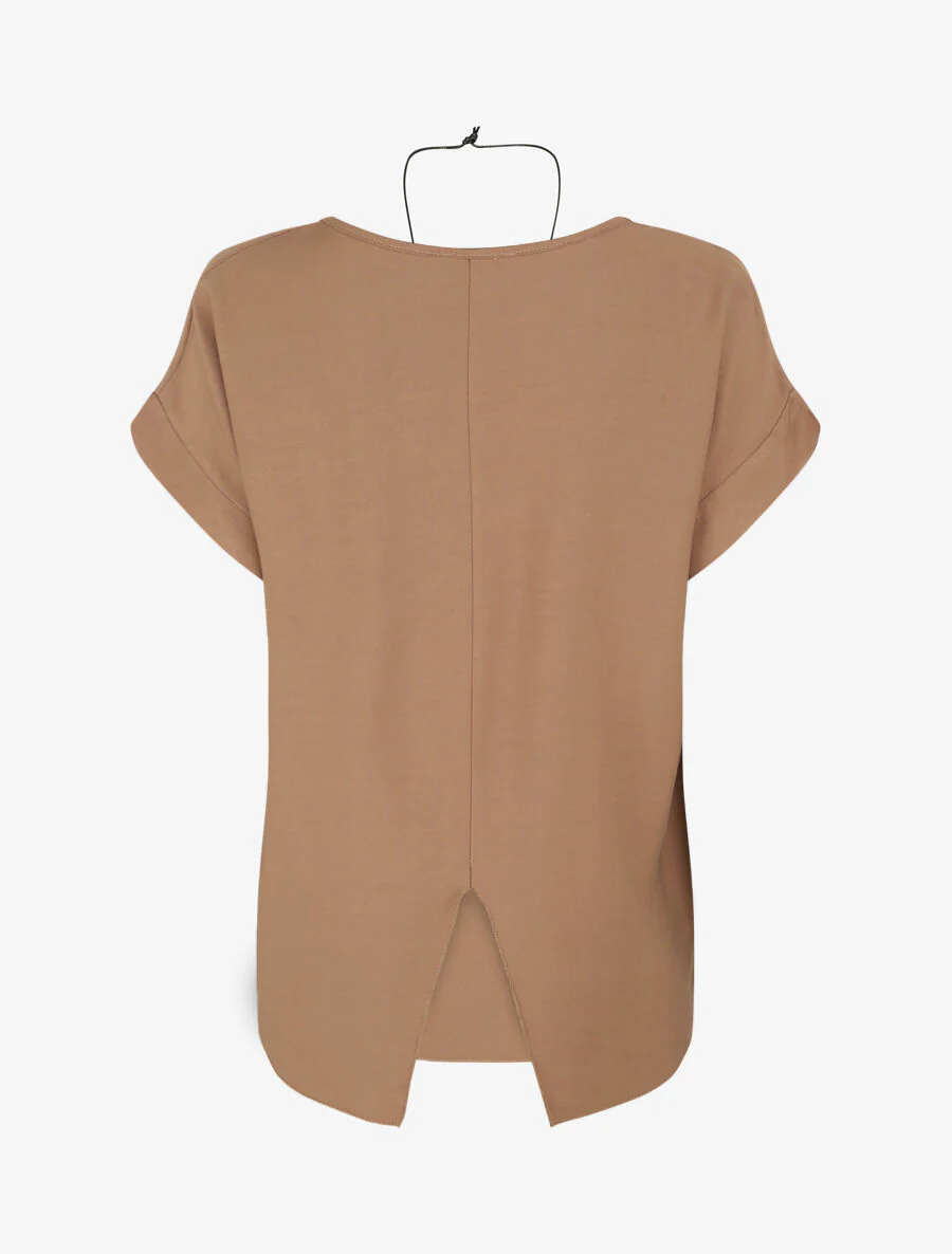 Oversized top met gespleten rug - Camel - Image 2
