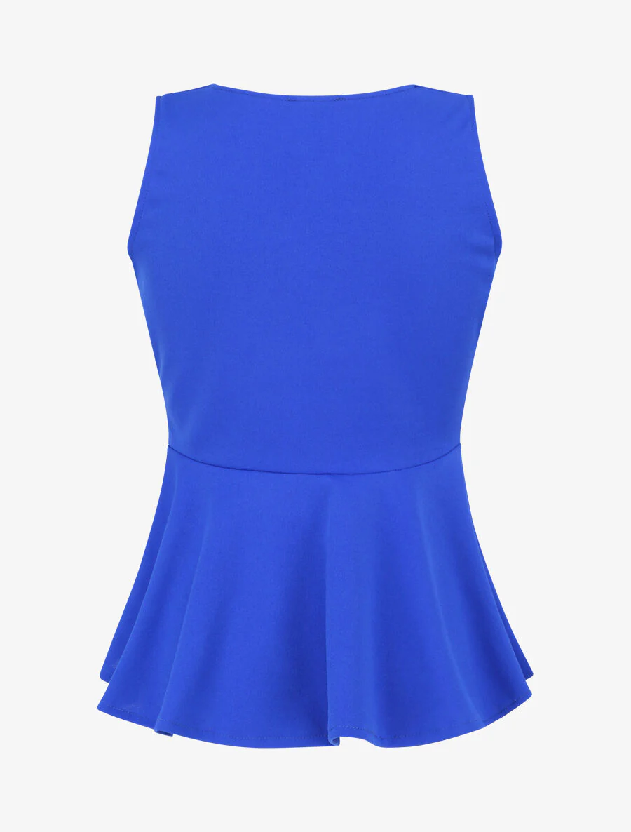 Top peplum met decoratieve riem - Elektrisch blauw - Image 2