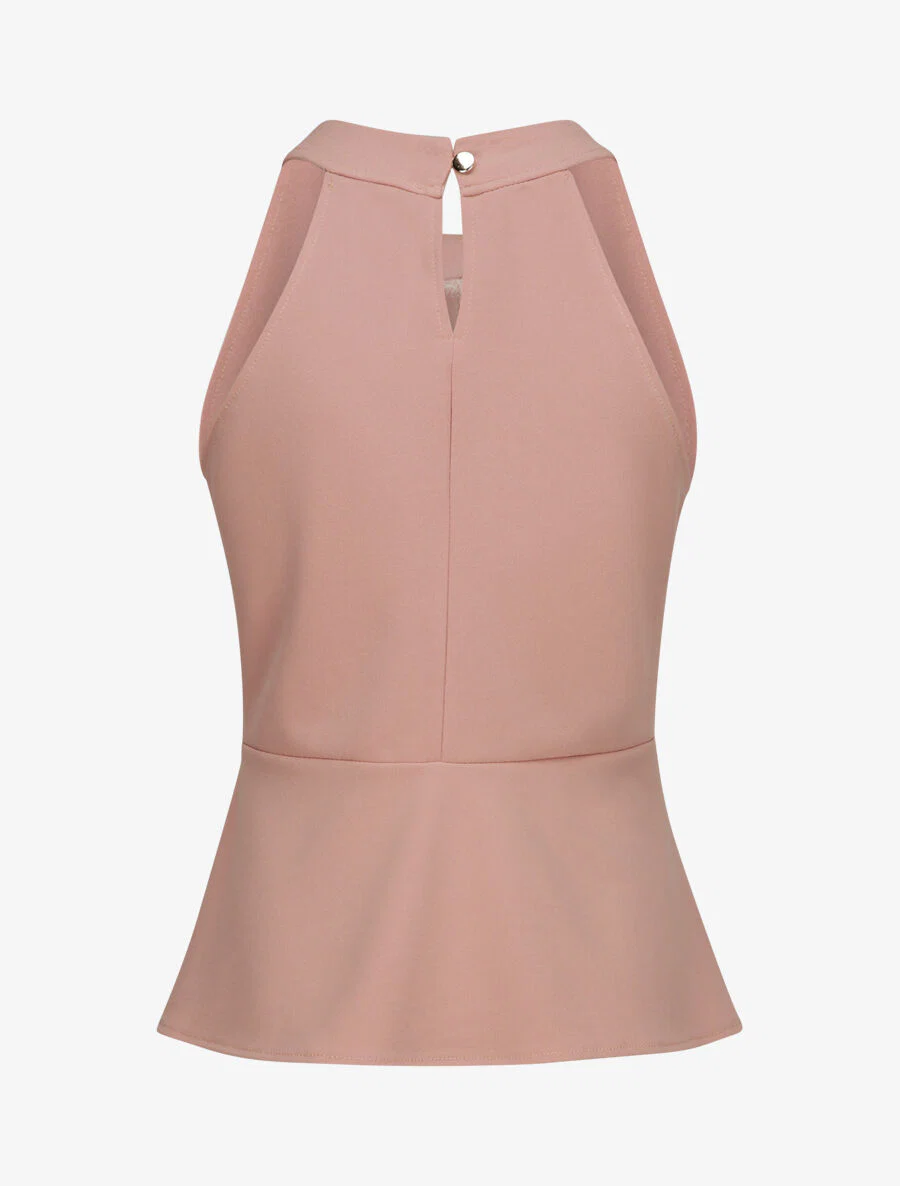 Top peplum met Amerikaanse kraag - Poederroze - Image 2