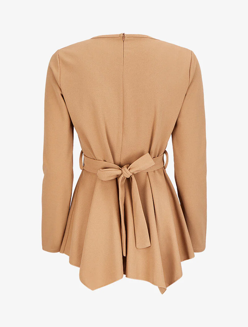 Asymmetrische zoom peplum top - Camel - Image 2