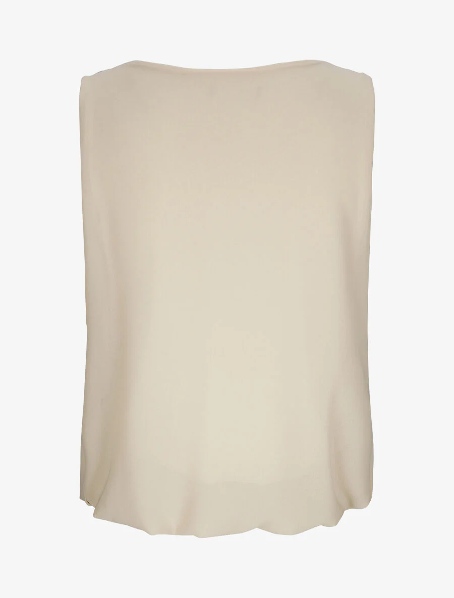 Rechte effen top met watervalhals - Beige - Image 3