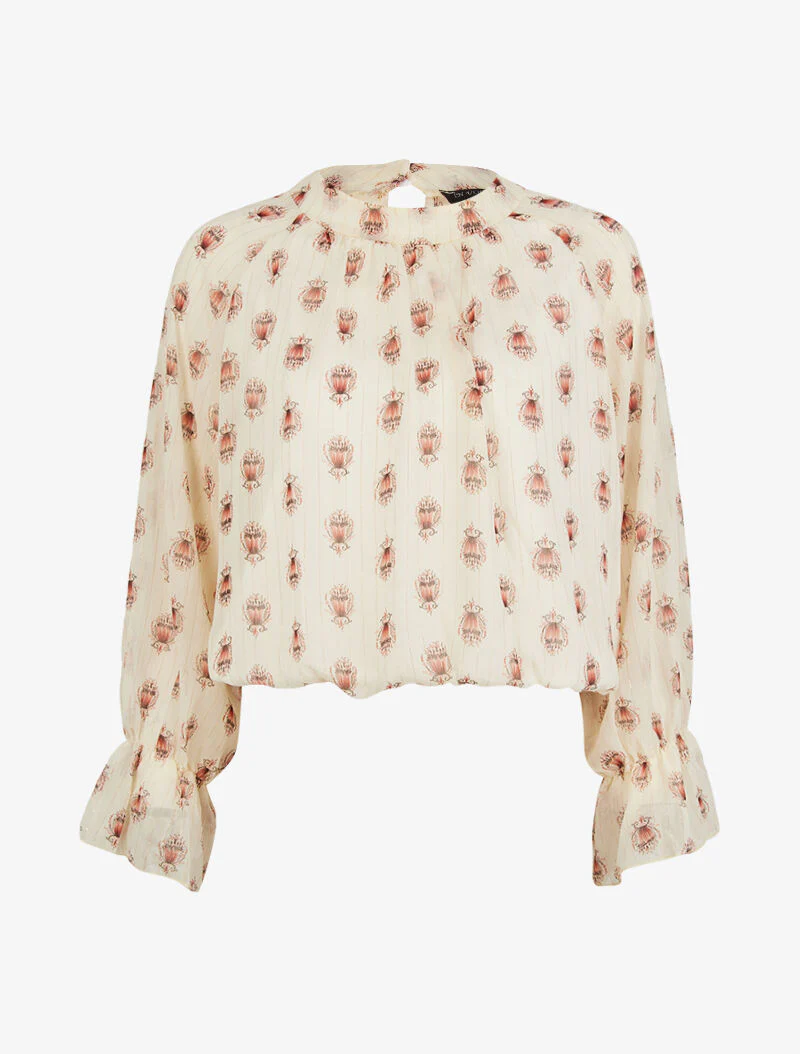 Top rechter met grafische print - beige