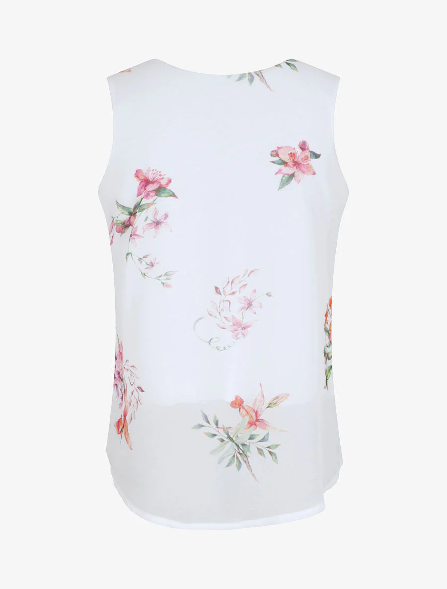 Bloemen top met ritssluiting kraag - Wit - Image 2