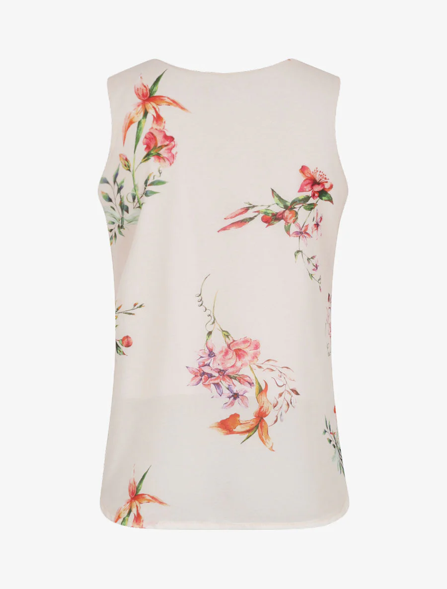 Bloemen top met ritskraag - Beige - Image 2