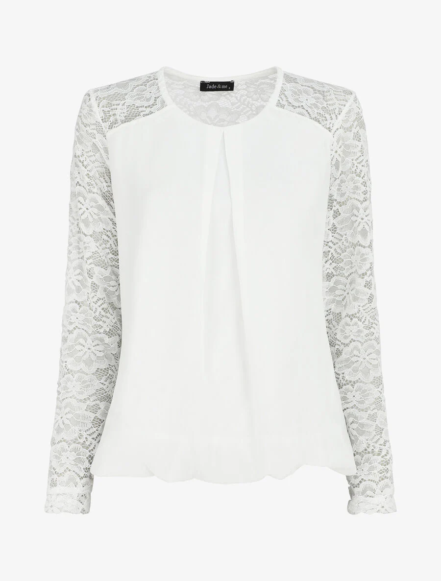 Top met kanten mouwen - Wit