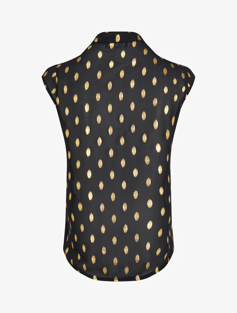 Mouwloze top met iriserende stippenprint - Zwart - Image 2