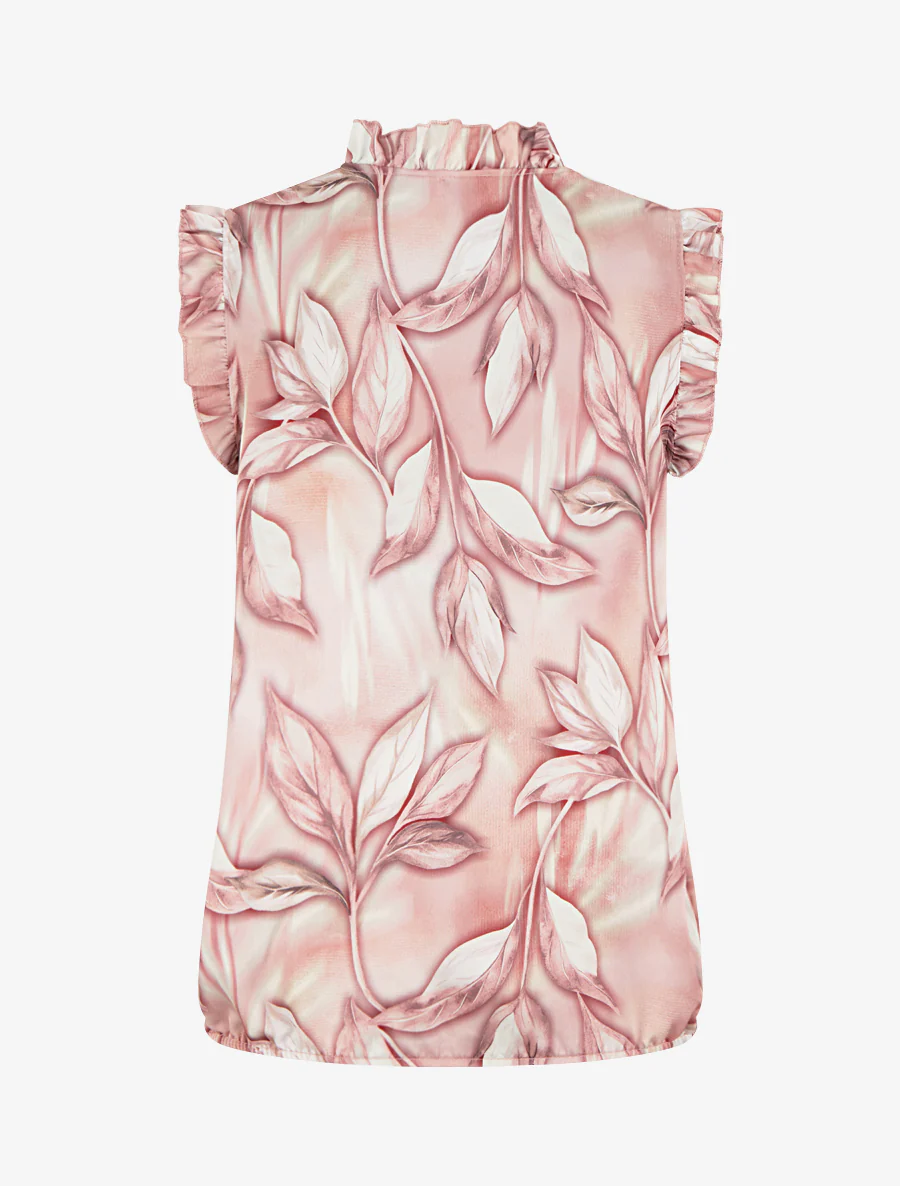 Top satijnen blouse met bladerprint - Oudroze - Image 2