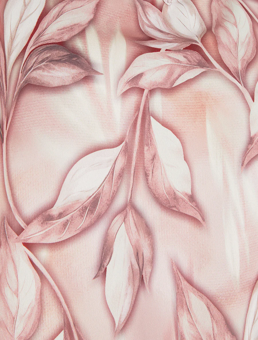Top satijnen blouse met bladerprint - Oudroze - Image 3