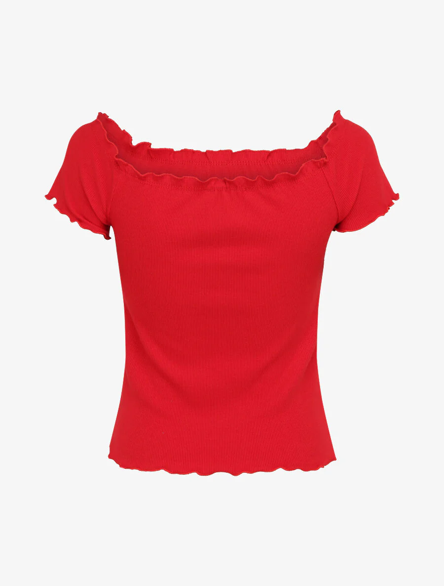 Top slank eenkleurig Bardot - Rood - Image 2