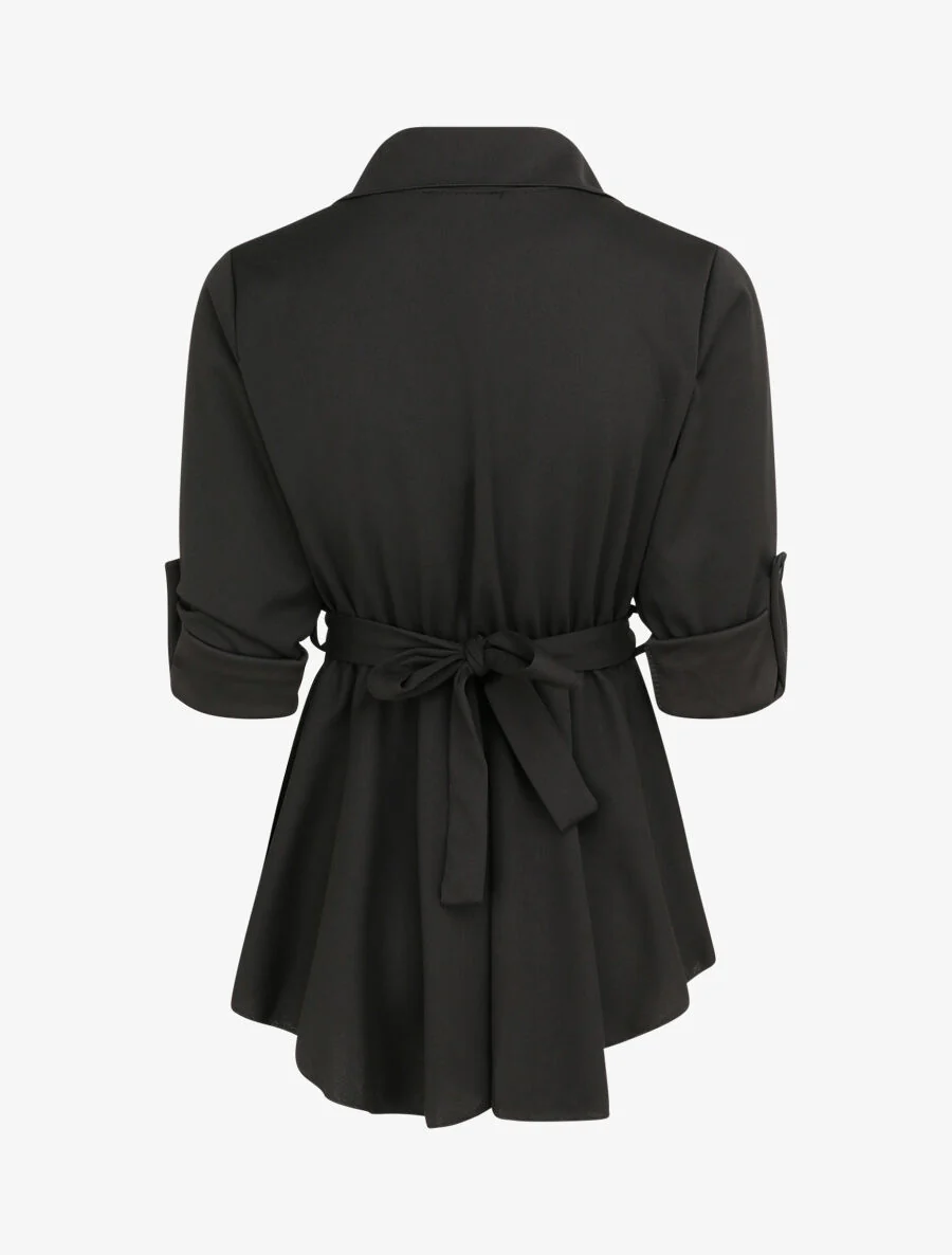 Top stijl blouse met getailleerde taille - Zwart - Image 2