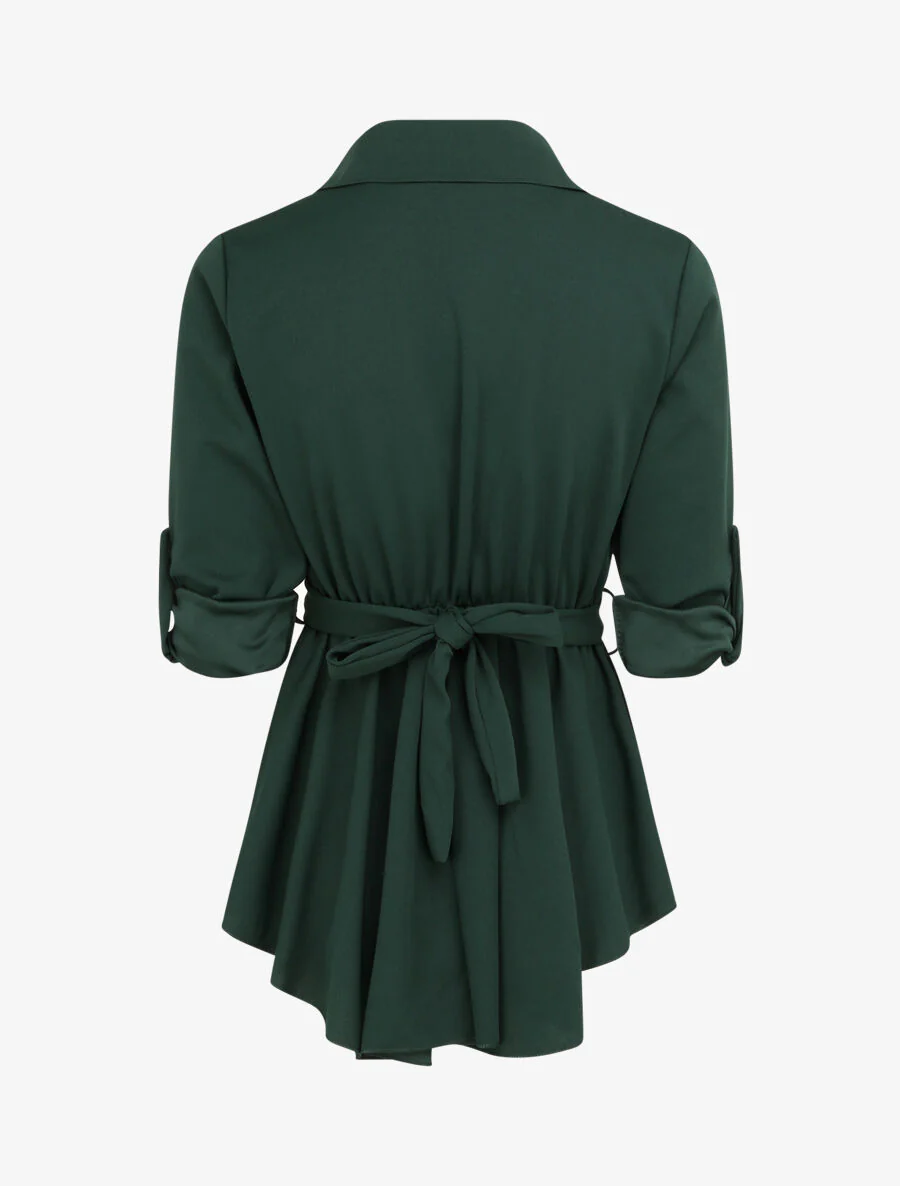 Top stijl blouse met getailleerde taille - Dennengroen - Image 2