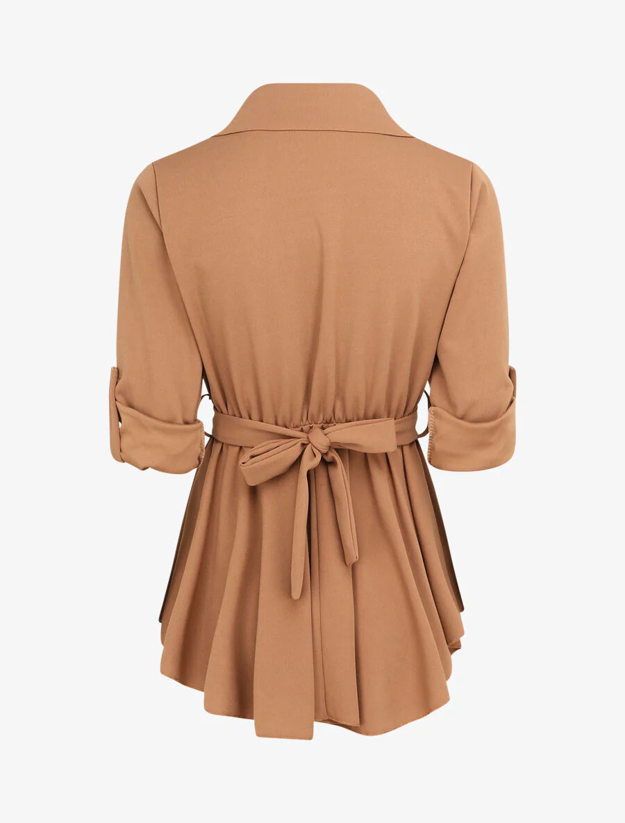 Top stijl blouse met getailleerde taille - Camel - Image 2
