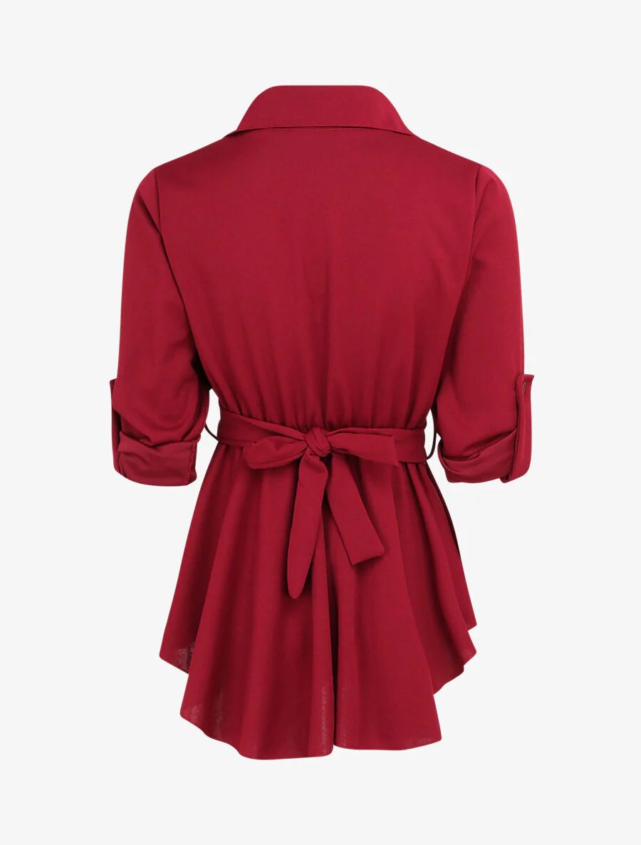 Top stijl blouse met getailleerde taille - Bordeaux - Image 2