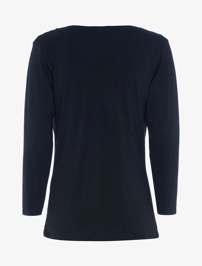 Top stretch met watervalhals - zwart - Image 2