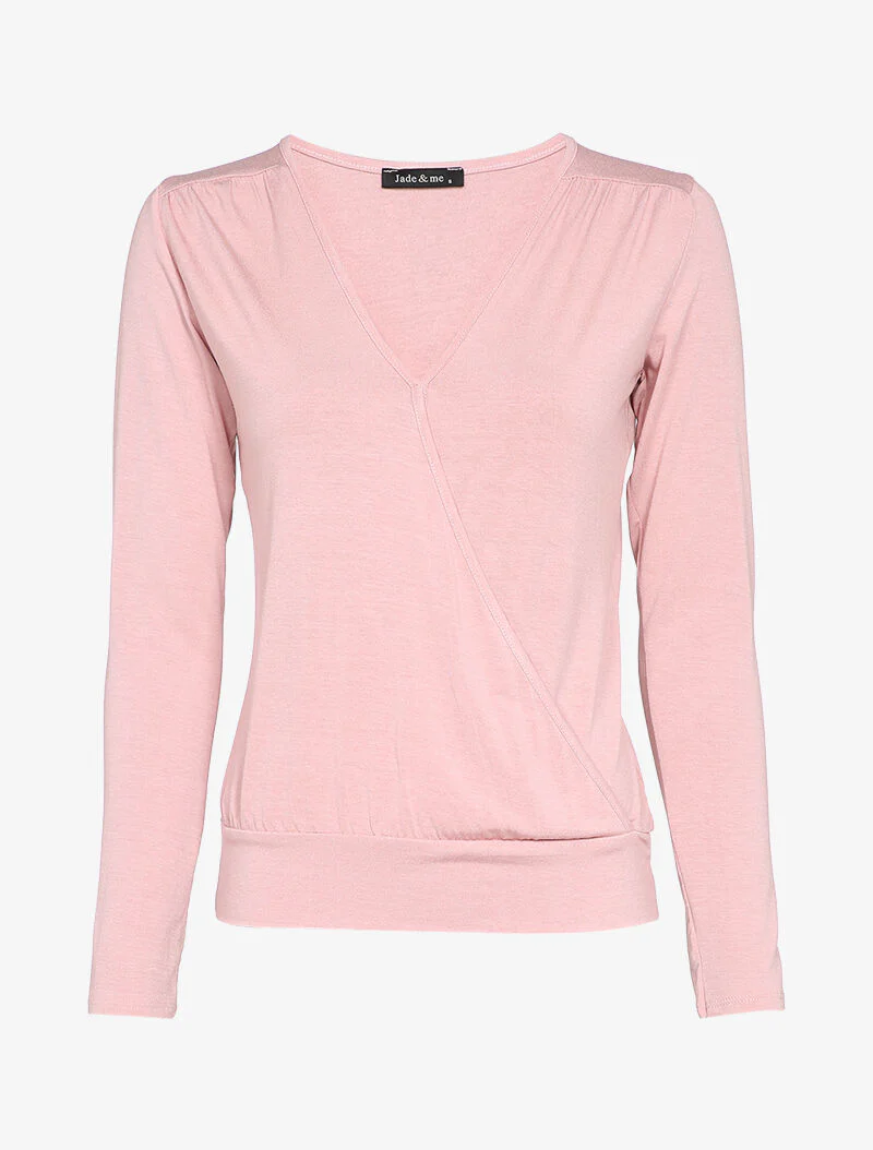 Top stretch met overslagkraag - Roze - Image 2